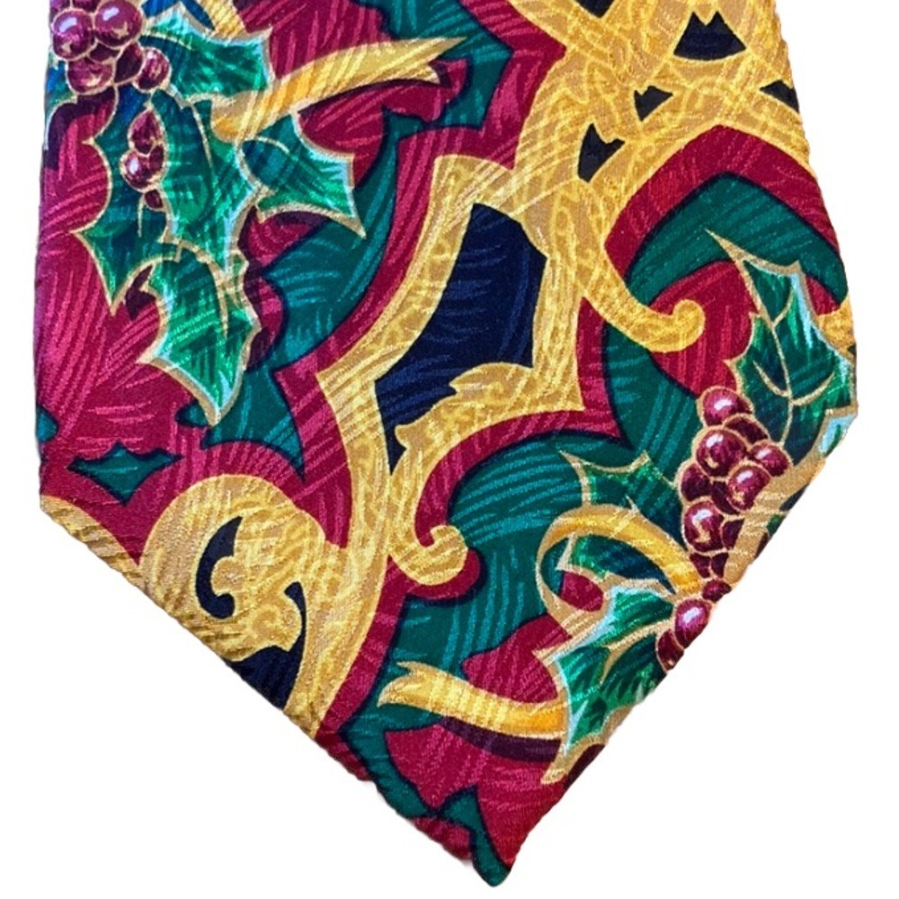 Rush Limbaugh Vintage 90s Silk Tie Mens Christmas Holly Berry Novelty‎ Festive